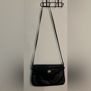 Aigner Vintage Dark Navy Clutch with Shoulder Strap Medallion Womens Handbag